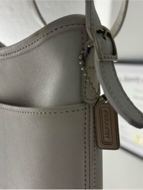 Coach Pebble Leather Shoulder Bag in Light Gray